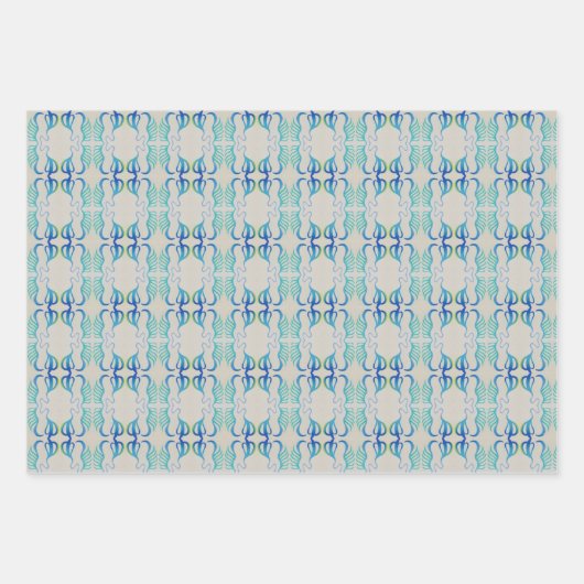 Bluegreen Wrapping Paper Flat Sheet Set van 3 (Voorkant)