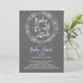 BlueGrey Baby Het is koud buiten Baby shower Kaart (Staand voorkant)