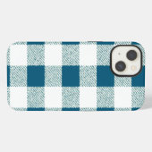 Blueish Green Gingham Check Patroon iPhone Hoesje (Achterkant horizontaal)