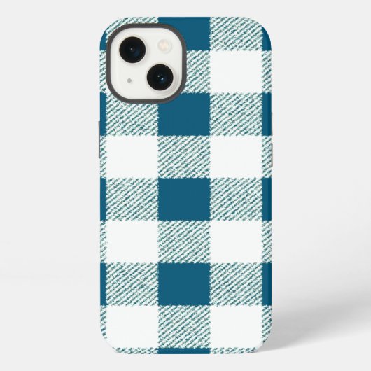 Blueish Green Gingham Check Patroon iPhone Hoesje (Achterkant)