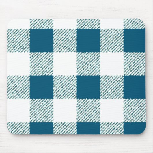 Blueish Green Gingham Check Patroon Muismat (Voorkant)