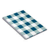 Blueish Green Gingham Check Patroon Notitieboek (Rechterzijde)