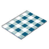 Blueish Green Gingham Check Patroon Notitieboek (Linkerzijde)