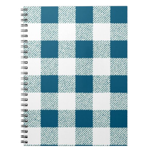 Blueish Green Gingham Check Patroon Notitieboek (Voorkant)