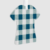 Blueish Green Gingham Check Patroon Ornament (voorkant)