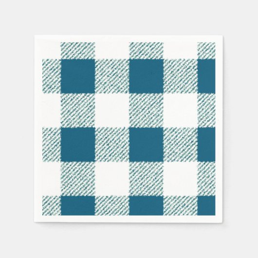 Blueish Green Gingham Check Patroon Servet (Voorkant)