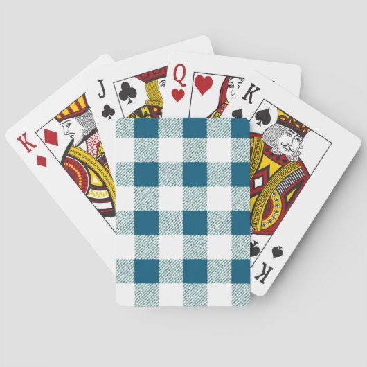 Blueish Green Gingham Check Patroon Speelkaarten (Achterkant)