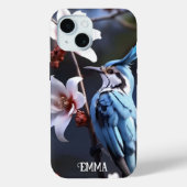 Bluejay en Bloemen Aangepaste naam Case-Mate iPhone Case (Achterkant)