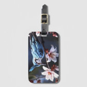 Bluejay en bloemen bagagelabel (Voorkant (verticaal))