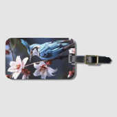 Bluejay en bloemen bagagelabel (Voorkant (horizontaal))