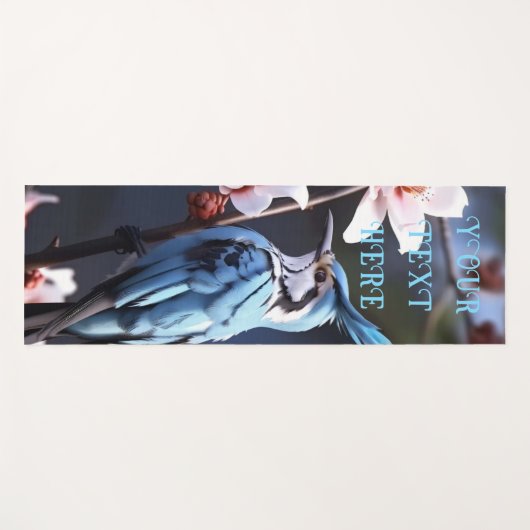 Bluejay en Bloemen Custom Yogamat (Voorkant (horizontaal))