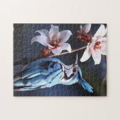 Bluejay en bloemen legpuzzel (Horizontaal)