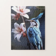 Bluejay en bloemen