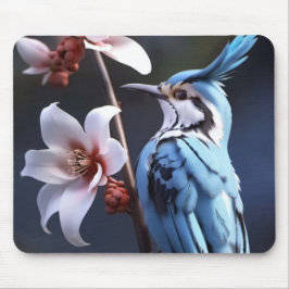 Bluejay en bloemen muismat