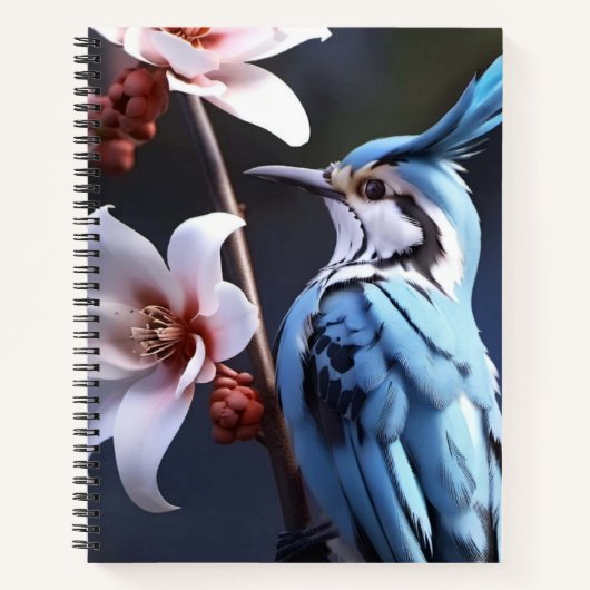 Bluejay en bloemen notitieboek (Voorkant)