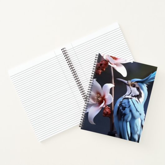 Bluejay en bloemen notitieboek (Binnen)