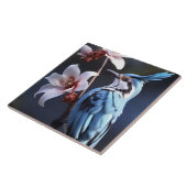 Bluejay en bloemen tegeltje (Zijkant)