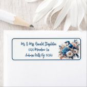 Bluejay en Rozen Bloemen Etiket (Insitu)