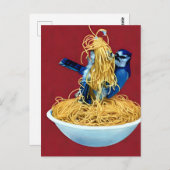 Bluejay eten Spaghetti Briefkaart (Voorkant / Achterkant)