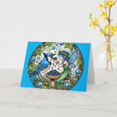 Bluejay Fairy Blue Jay Fairies Kaart (Gele Bloem)
