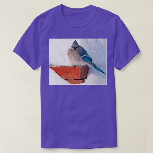 Bluejay in het sneeuwblend t-shirt (Design voorkant)