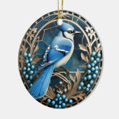 Bluejay met bosbessen Gepersonaliseerd Ornament (Links)