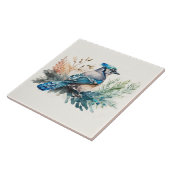 Bluejay op een tak Waterverf Tegeltje (Zijkant)