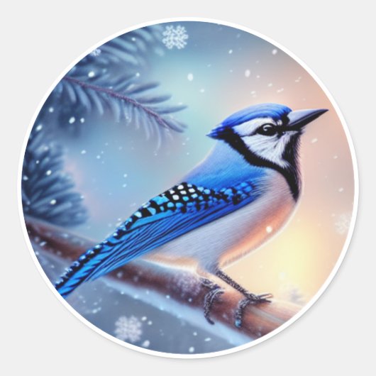Bluejay Ronde Sticker (Voorkant)
