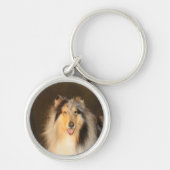 Bluemerle Rough Collie Sleutelhanger Round (Voorkant)