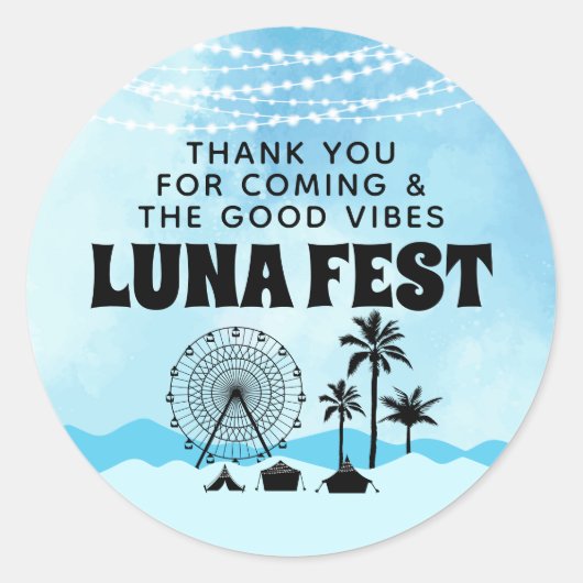 BlueMusic Festival Bedankt Classic Round Sticker (Voorkant)