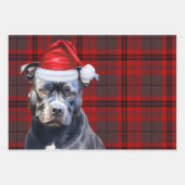Bluenose Pitbull Christmas Dog Red Grey Plaid Inpakpapier Vel (Voorkant 3)