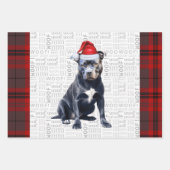 Bluenose Pitbull Christmas Dog Red Grey Plaid Inpakpapier Vel (Voorkant)