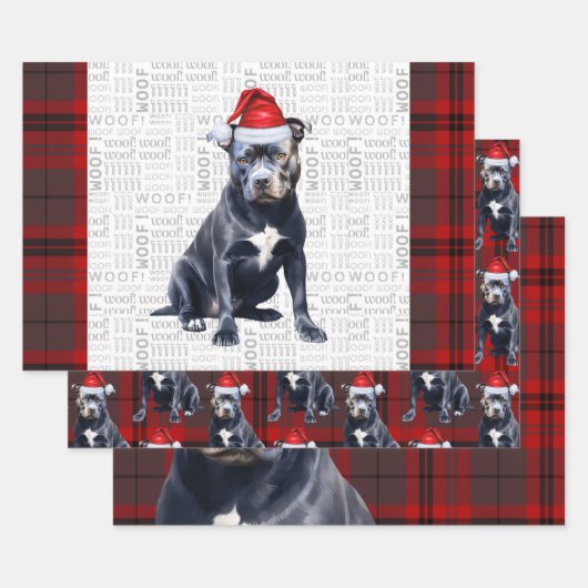 Bluenose Pitbull Christmas Dog Red Grey Plaid Inpakpapier Vel (Set)