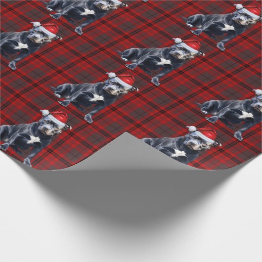Bluenose PitBull Dog Holiday Plaid Kerstmis Cadeaupapier (Hoek)