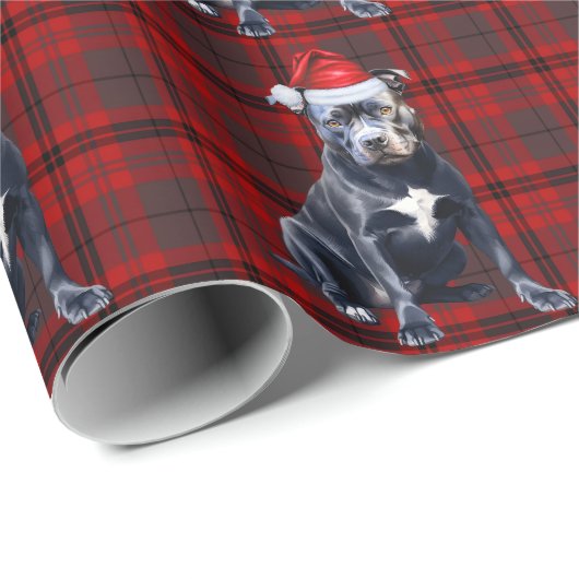 Bluenose PitBull Dog Holiday Plaid Kerstmis Cadeaupapier (Rol Hoek)