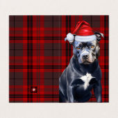 Bluenose Pitbull Dog Holiday Red Plaid Kerstmis Kaart (Buitenkant ongevouwen)