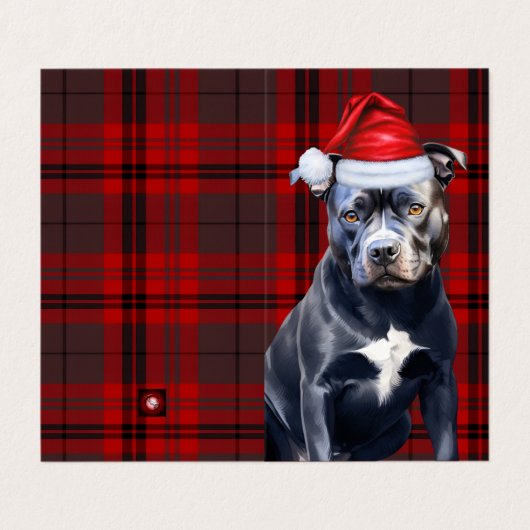 Bluenose Pitbull Dog Holiday Red Plaid Kerstmis Kaart (Buitenkant ongevouwen)