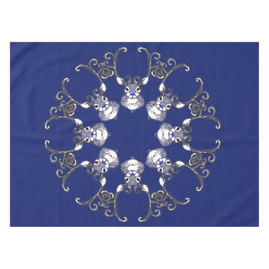 Bluenoser Blue Reindeer sneeuwflake tablecloth Tafelkleed (Voorkant (Horizontaal))