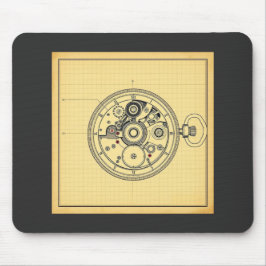 Blueprint afdruk van vintage zakhorloge muismat