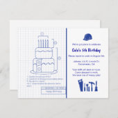 Blueprint Birthday Invitation Kaart (Voorkant / Achterkant)
