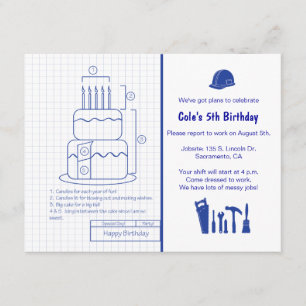 Blueprint Birthday Invitation Kaart