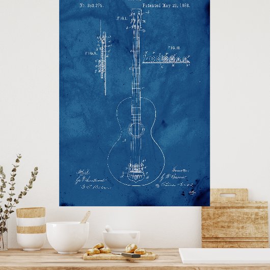 Blueprint Guitar Patent Poster (Keuken)