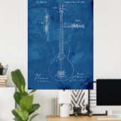 Blueprint Guitar Patent Poster (Thuiskantoor)