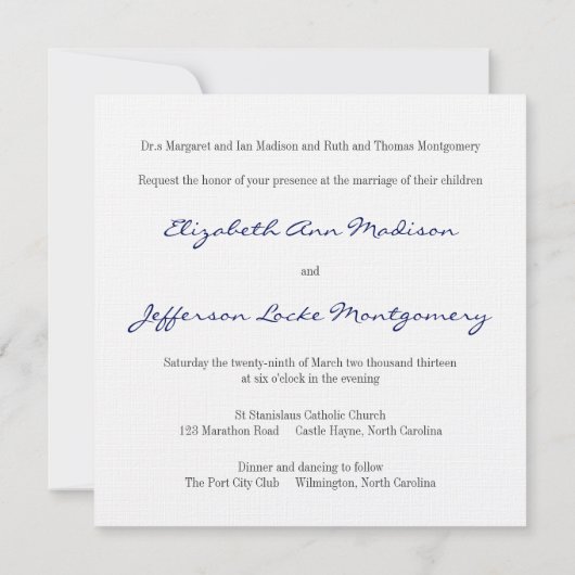 Blueprint J Monogrammed Wedding Invitations Kaart (Achterkant)
