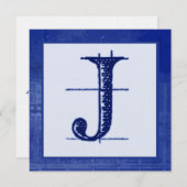 Blueprint J Monogrammed Wedding Invitations Kaart (Voorkant / Achterkant)