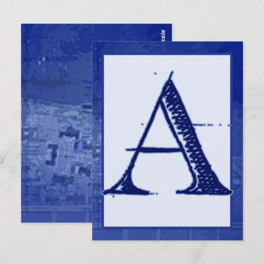 Blueprint Letter "A" Typography Banner Card Briefkaart (Voorkant / Achterkant)
