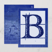 Blueprint Letter "B" Typography Banner Card Briefkaart (Voorkant / Achterkant)