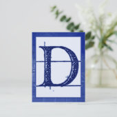 Blueprint Letter "D" Typografie Banner Kaart (Staand voorkant)