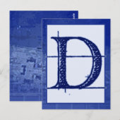 Blueprint Letter "D" Typografie Banner Kaart (Voorkant / Achterkant)