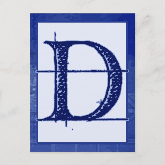 Blueprint Letter "D" Typografie Banner Kaart (Voorkant)